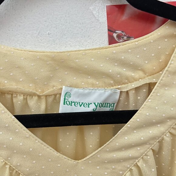 Vintage Yellow Nightgown Flutter Sleeve Dress Sheer Pale Slip Dress - Picture 3 of 4